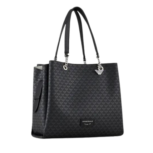 Borsa Shopper con logo serigrafato all over Nero EMPORIO ARMANI- Francavilla Moda